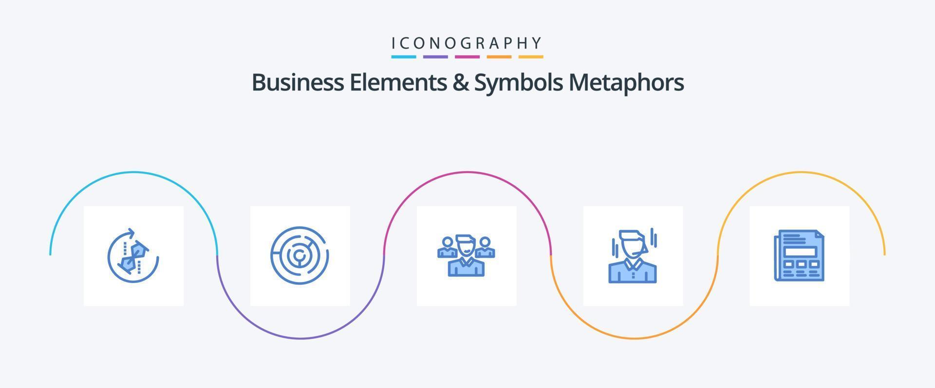 éléments commerciaux et métaphores de symboles pack d'icônes bleu 5, y compris l'homme. gestionnaire. cible. homme d'affaire. gestionnaire vecteur