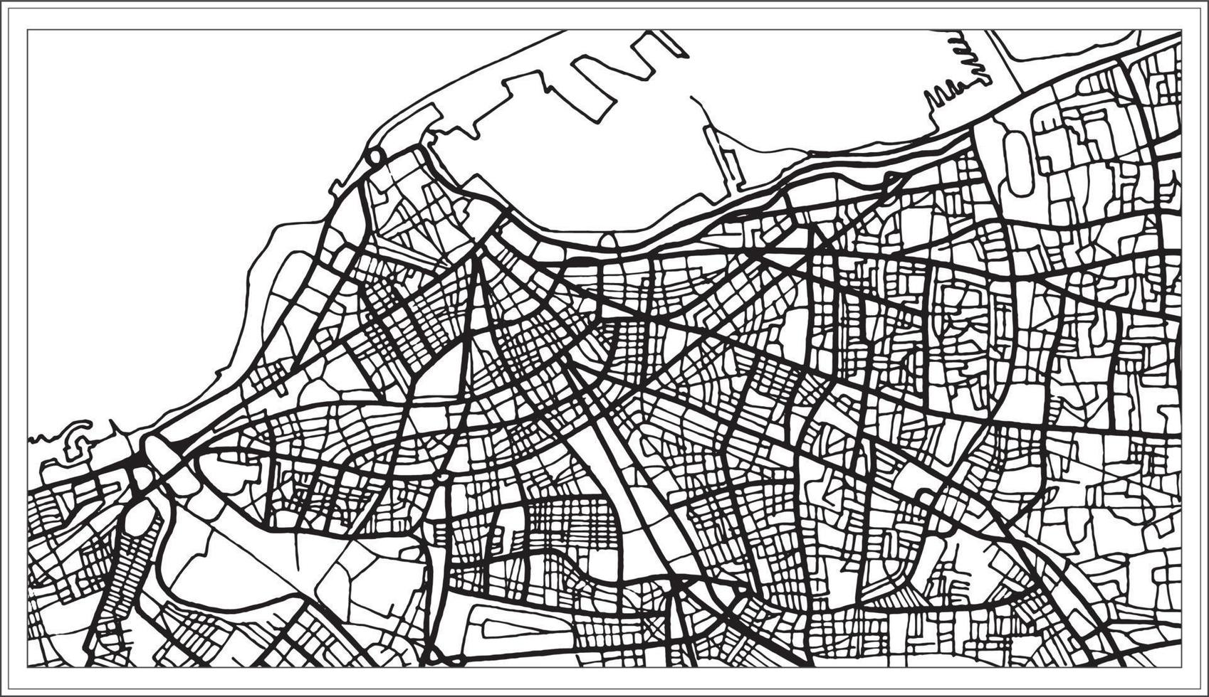 carte de tripoli libye en noir et blanc. vecteur