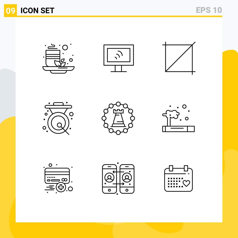 9 pack de contours d'interface utilisateur de signes et symboles modernes de conception de château de tour éléments de conception vectoriels modifiables en métal chinois vecteur