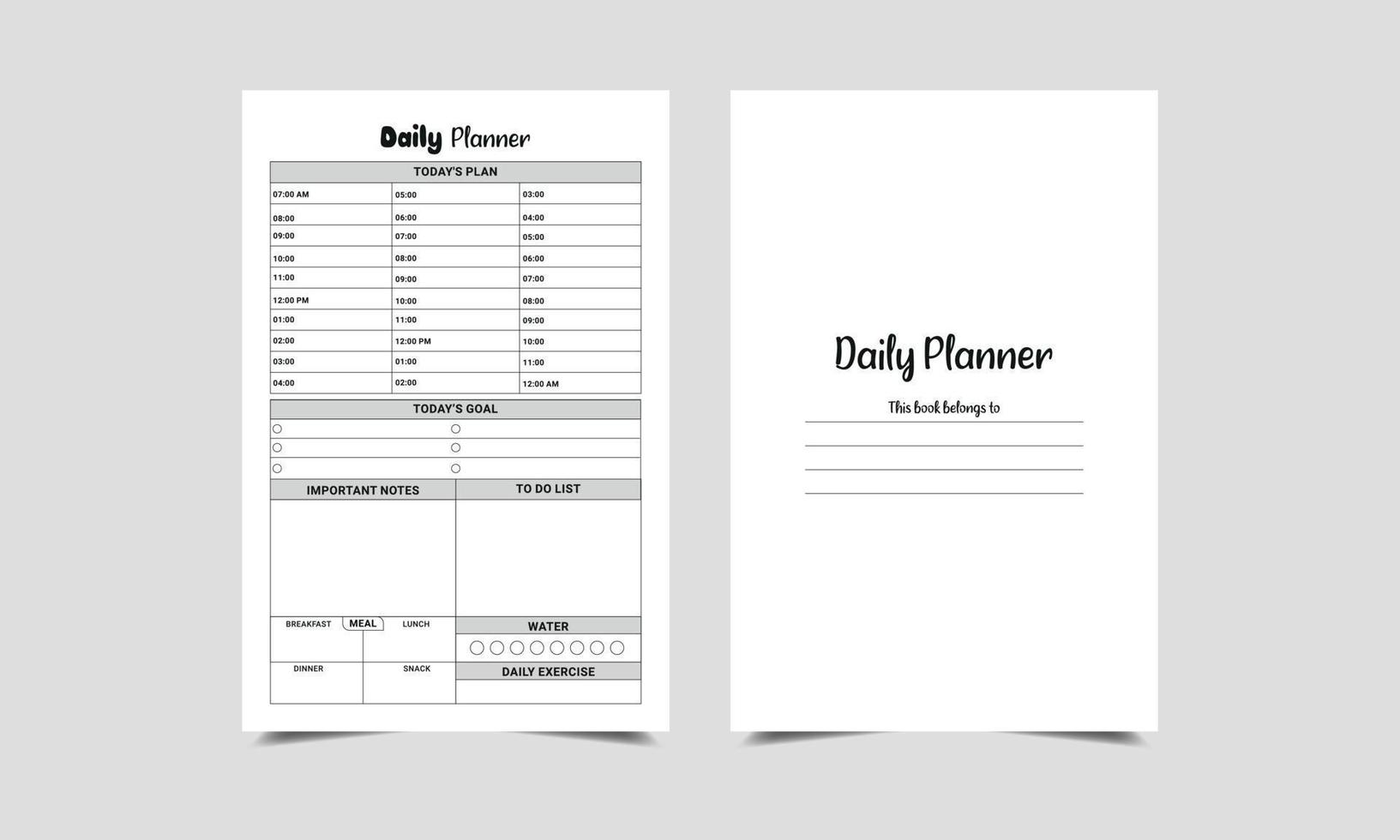 planificateur quotidien planificateur quotidien modèle imprimable, planificateurs de vie, organisateurs hebdomadaires et journaliers ou liste des horaires de bureau. ensemble de vecteurs papier organisation graphique vecteur