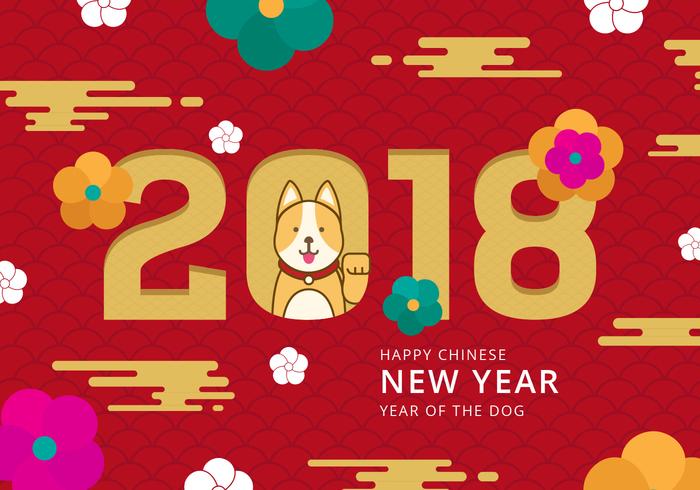Nouvel an chinois du fond de vecteur de chien