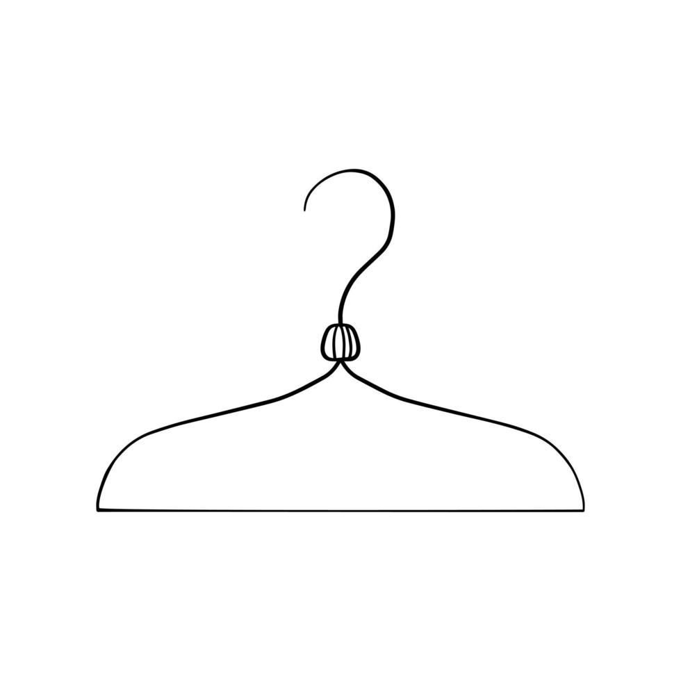 cintre de doodle dessiné à la main. vente shopping clipart - cintre pour garde-robe, service de vêtements, dressing, vestiaire, symbole de blanchisserie. isolé sur fond blanc. vecteur