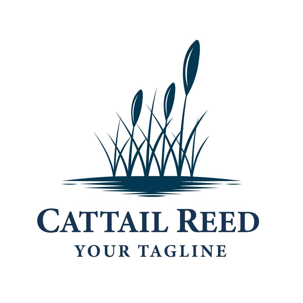 Cattail Reed River Logo Design Vector Water Creek Lake Swamp Logo Design Vecteur Simple.
