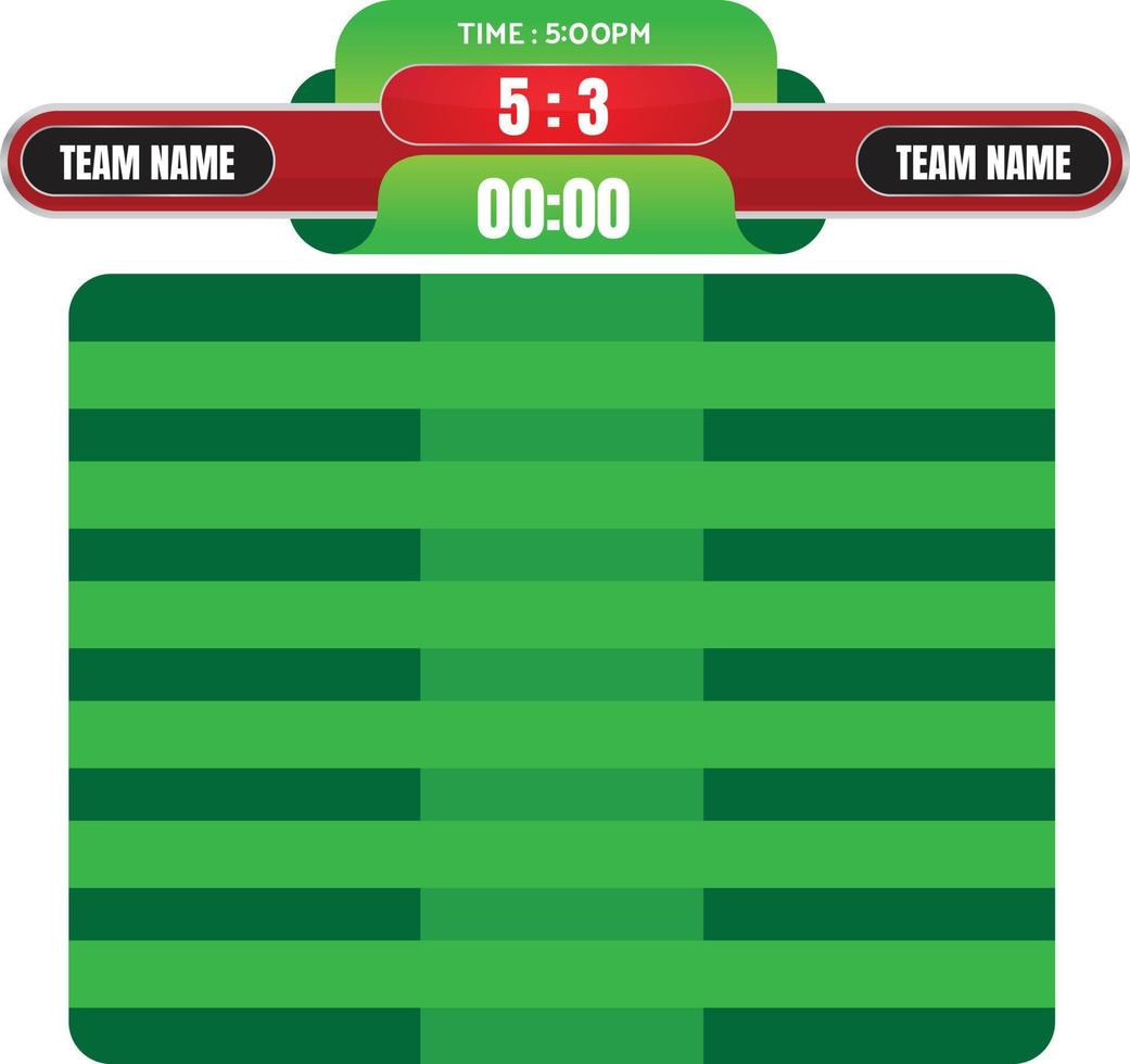 tableau de bord du championnat avec liste diffusée vecteur de match de sport graphique