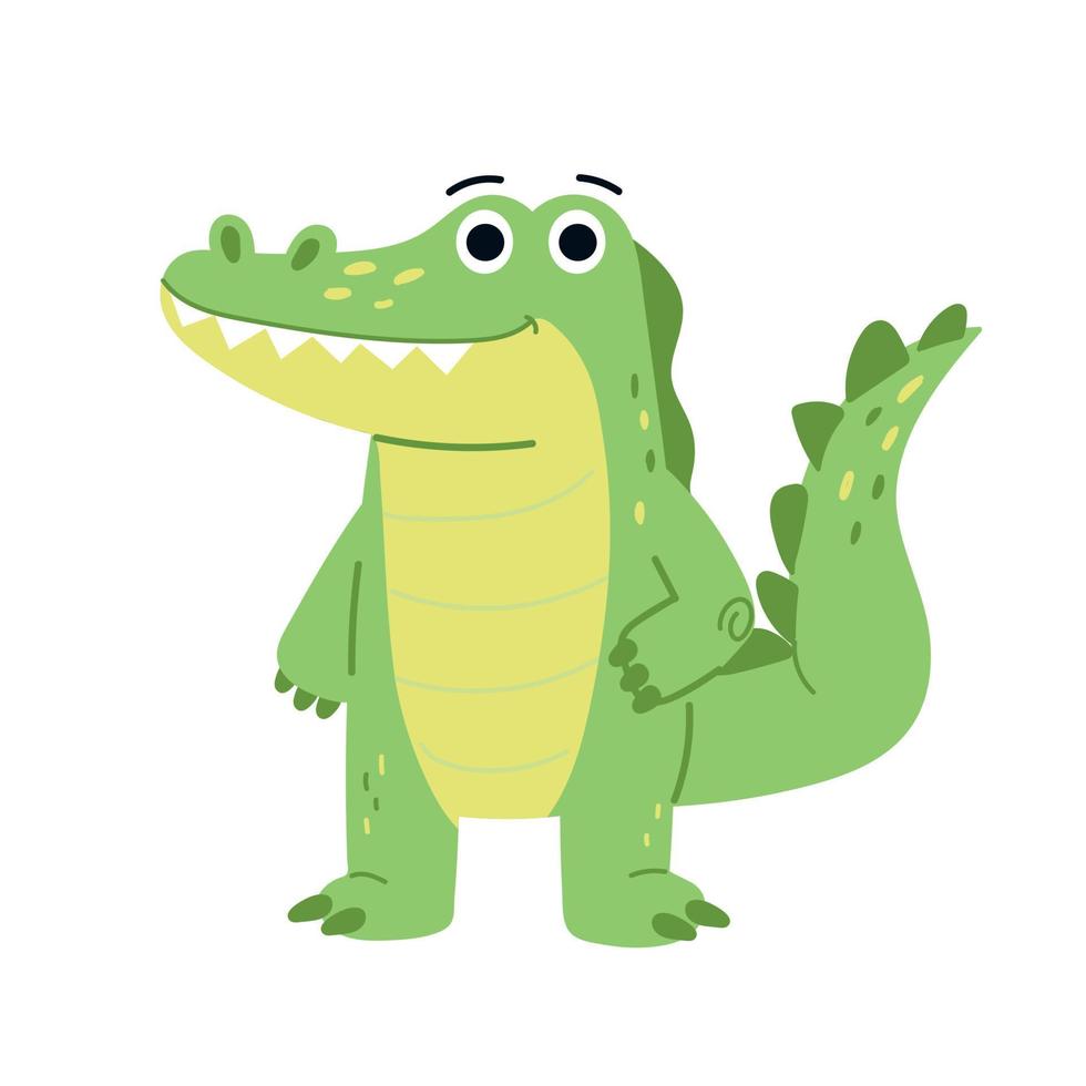 illustration mignonne d'alligator. personnage de crocodile de dessin animé enfant .vecteur isolé sur fond blanc vecteur