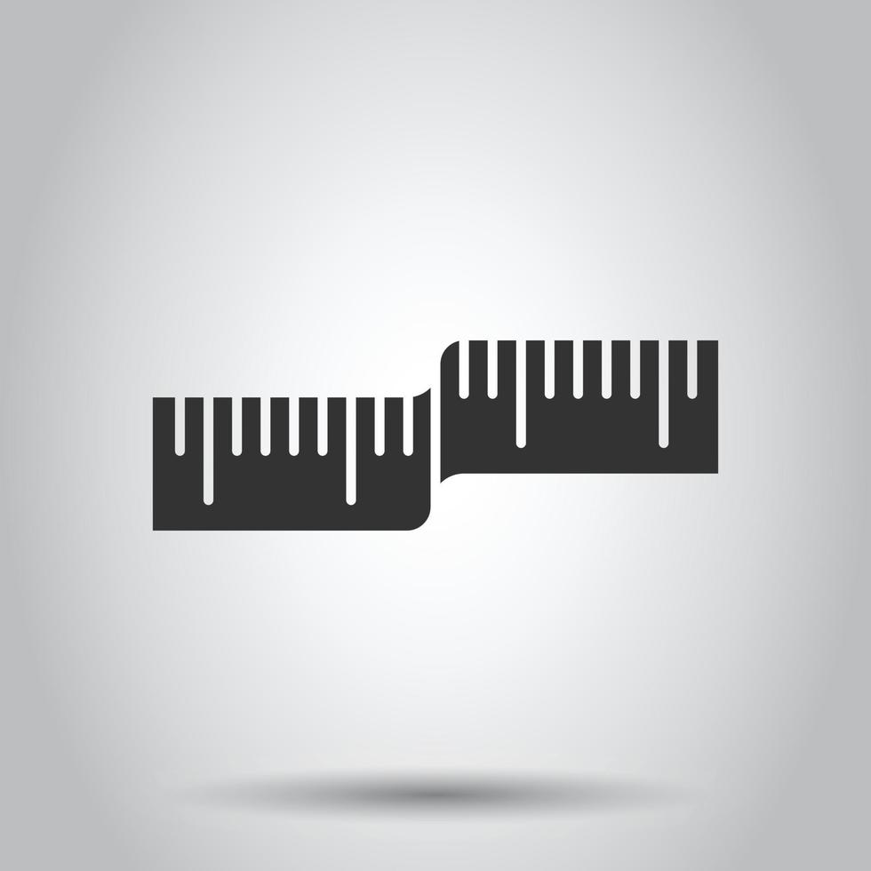 icône de bande de mesure dans un style plat. règle signe illustration vectorielle sur fond blanc isolé. concept d'entreprise de compteur. vecteur