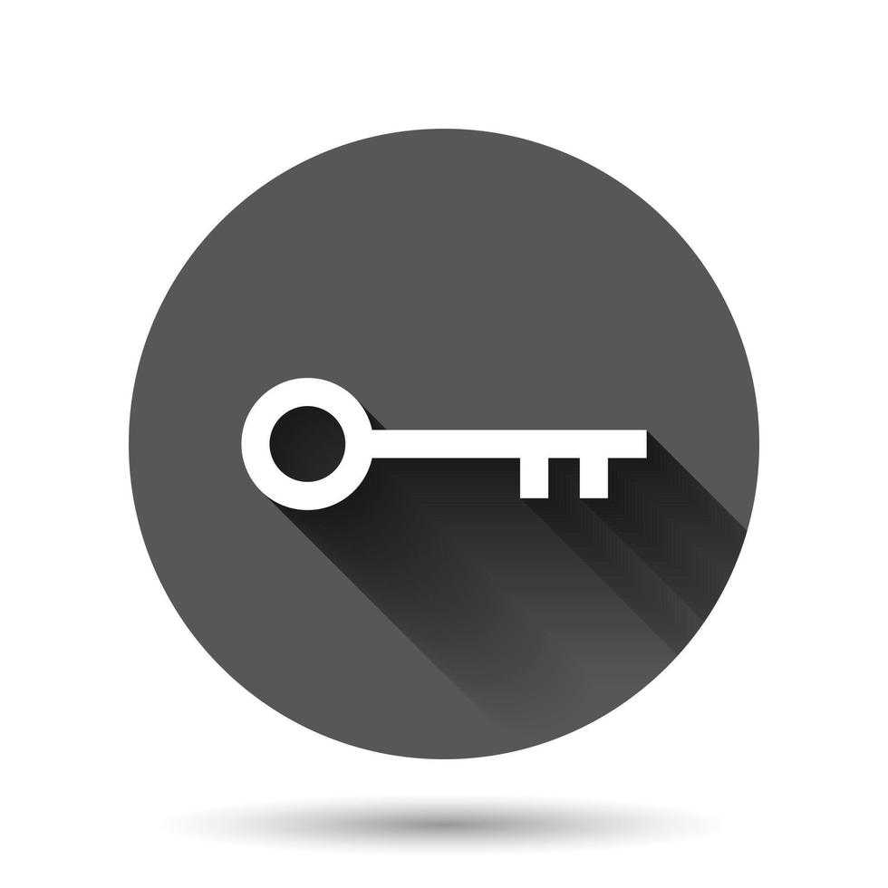 icône clé dans un style plat. illustration vectorielle de mot de passe sur fond rond noir avec effet d'ombre portée. accéder au concept d'entreprise de bouton de cercle. vecteur