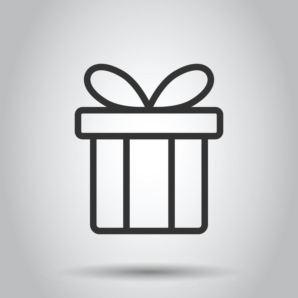 icône de boîte cadeau dans un style plat. illustration vectorielle de paquet actuel sur fond blanc isolé. concept d'entreprise surprise. vecteur