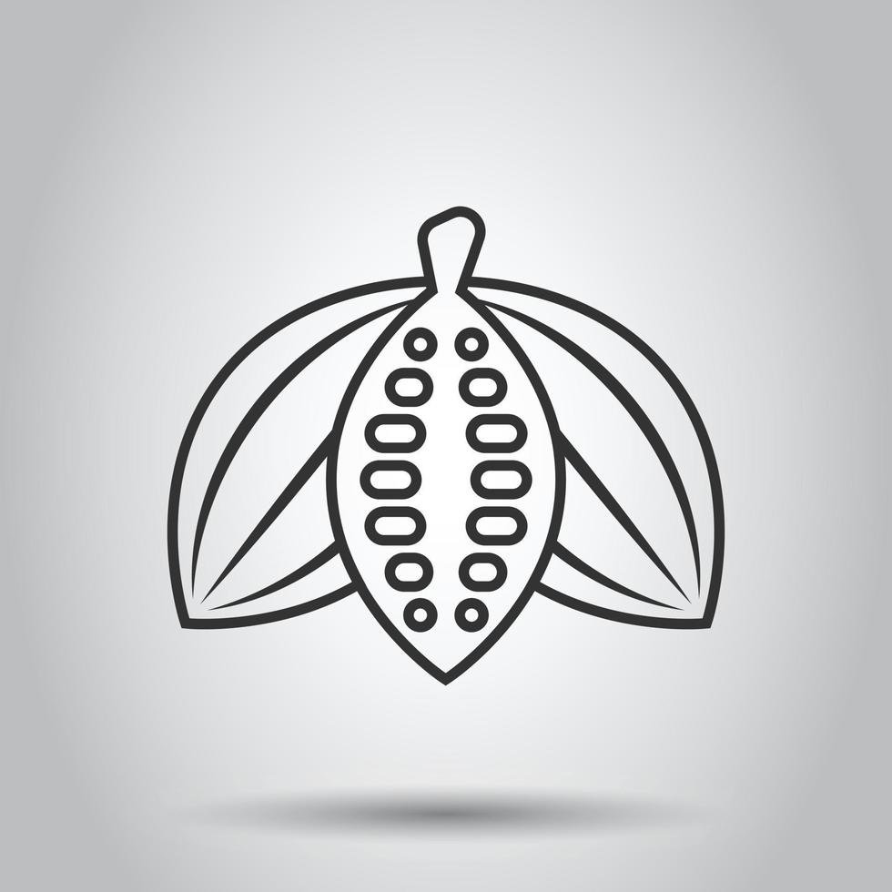 icône de fève de cacao dans un style plat. illustration vectorielle de crème au chocolat sur fond blanc isolé. concept d'entreprise d'usine de noix. vecteur