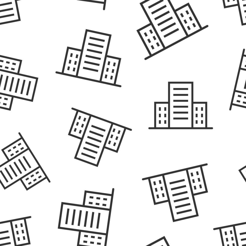 icône de bâtiment dans un style plat. ville gratte-ciel appartement illustration vectorielle sur fond blanc isolé. concept d'entreprise de modèle sans couture de tour de ville. vecteur