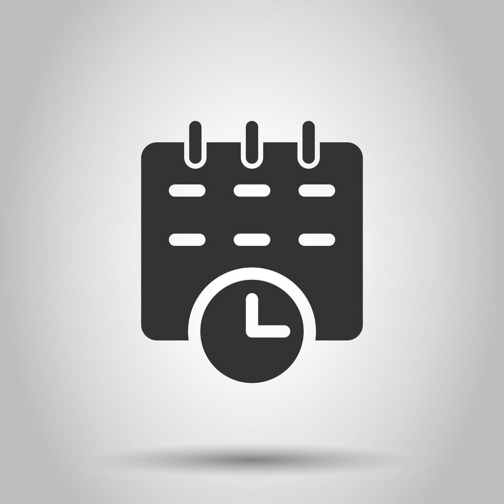 icône de calendrier dans un style plat. illustration vectorielle de l'ordre du jour sur fond blanc isolé. concept d'entreprise de planificateur d'horaire. vecteur
