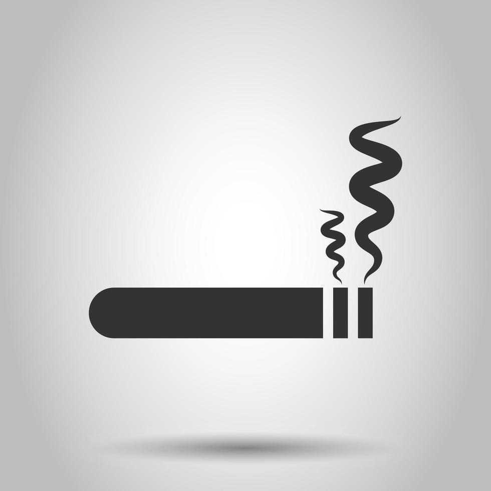 icône de cigarette dans un style plat. illustration vectorielle de fumée sur fond blanc isolé. concept d'entreprise de nicotine. vecteur