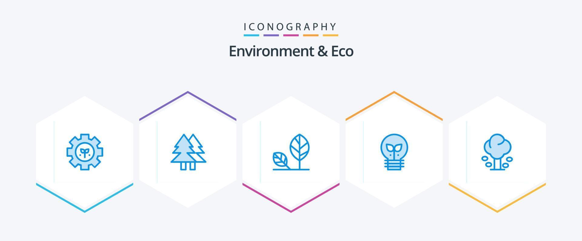 environnement et pack d'icônes bleues eco 25, y compris la lumière. idée. joyeux. éco. feuille vecteur