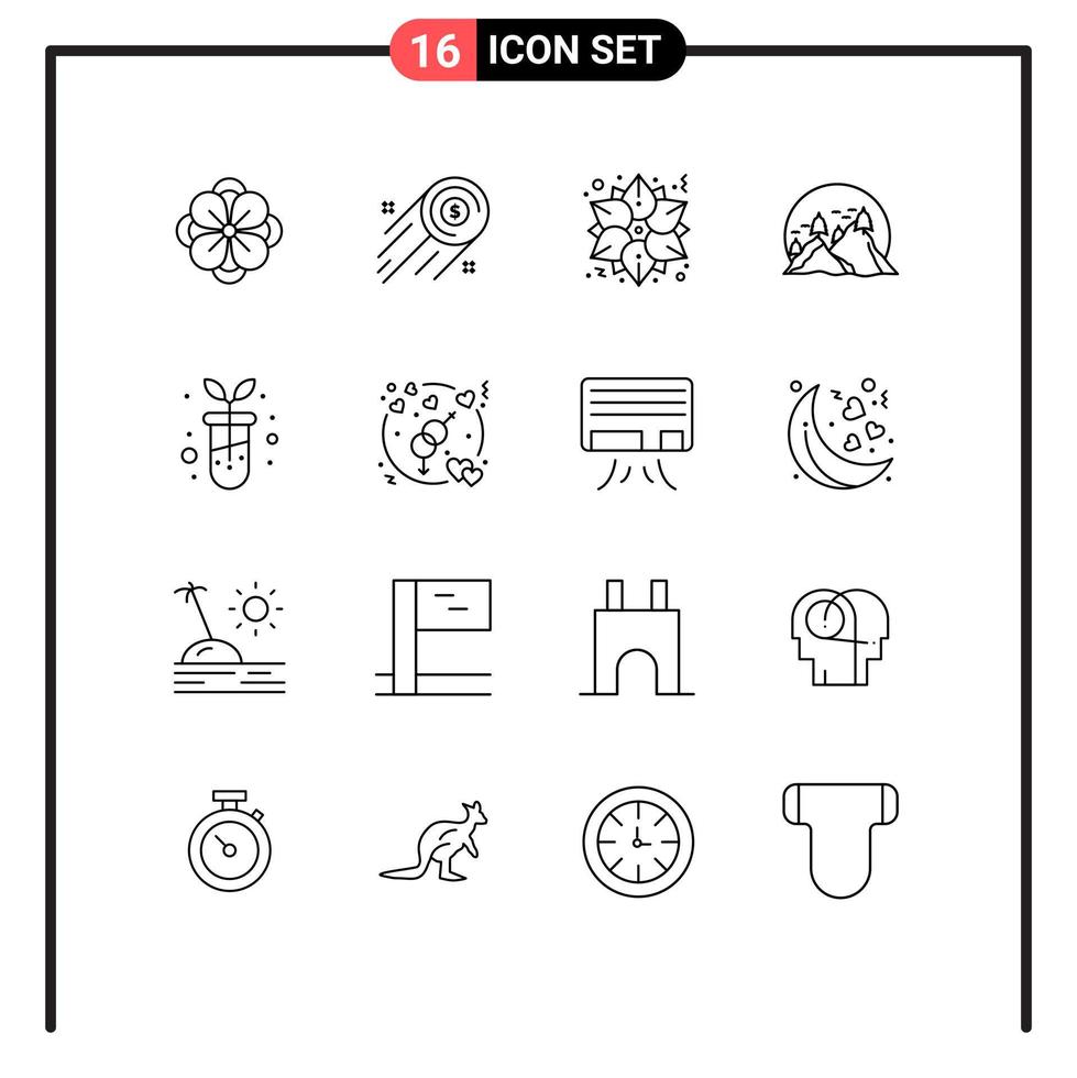 pack d'icônes vectorielles stock de 16 signes et symboles de ligne pour les éléments de conception vectoriels modifiables de la colline de la nature de noël de la montagne biologique vecteur