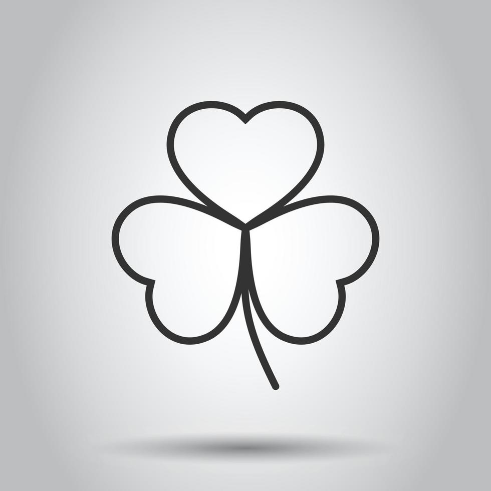 icône de trèfle à trois feuilles dans un style plat. illustration vectorielle de st patricks day sur fond blanc isolé. concept d'entreprise en forme de fleur. vecteur