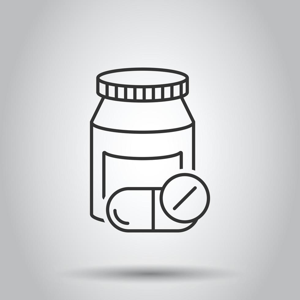 icône de bouteille de pilules dans un style plat. illustration vectorielle de médicaments sur fond blanc isolé. concept d'entreprise de pharmacie. vecteur