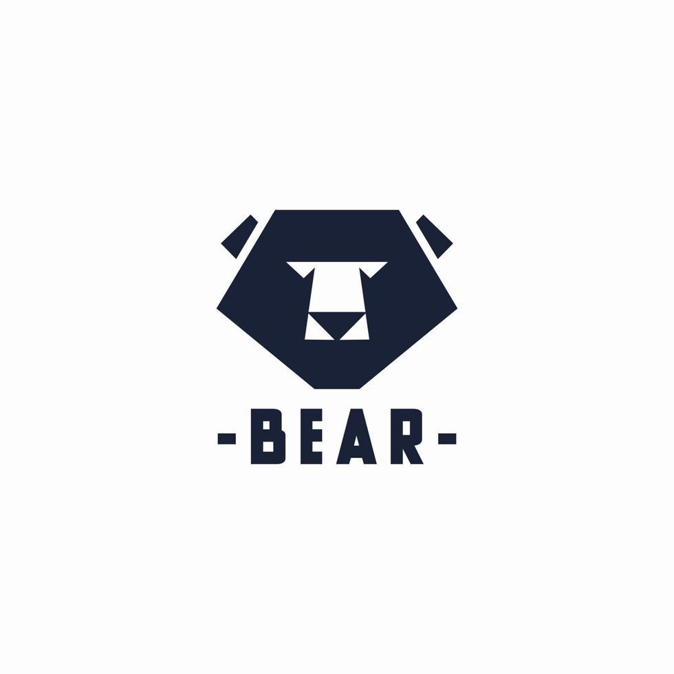 vecteur de logo tête d'ours minimaliste