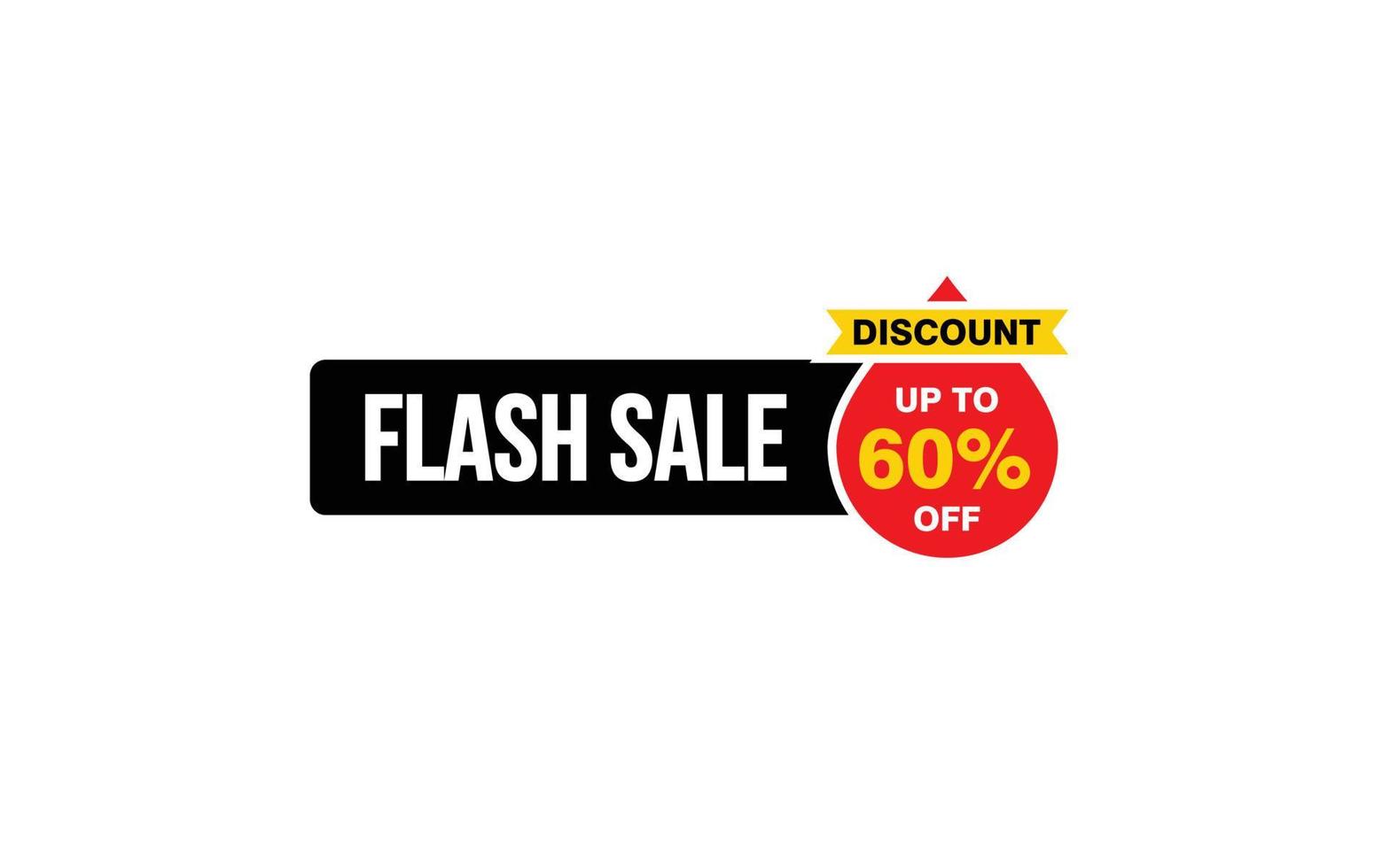 Offre de vente flash de 60 %, dédouanement, mise en page de la bannière de promotion avec style d'autocollant. vecteur