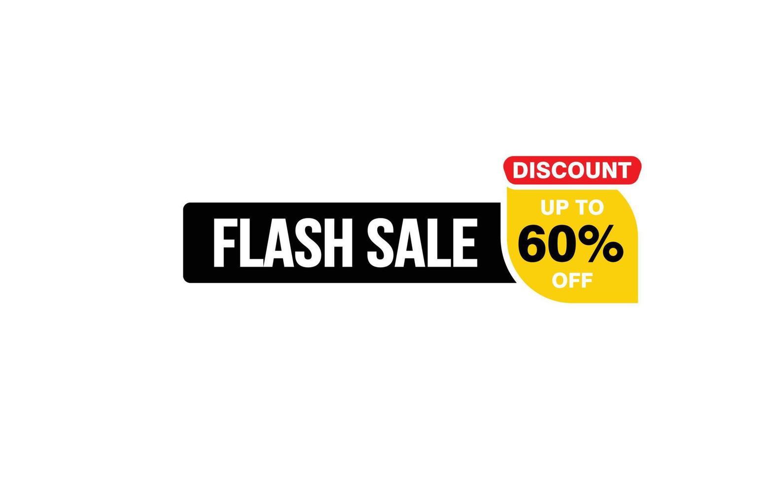 Offre de vente flash de 60 %, dédouanement, mise en page de la bannière de promotion avec style d'autocollant. vecteur