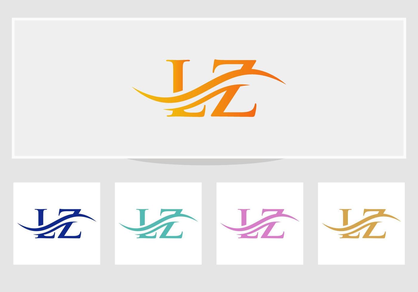 vecteur de conception de logo lz. création de logo swoosh lettre lz. modèle vectoriel de logo lié à la lettre lz initiale