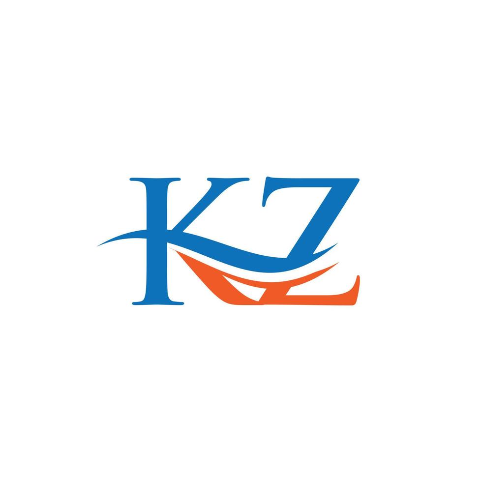 vecteur de conception de logo kz. création de logo swoosh lettre kz