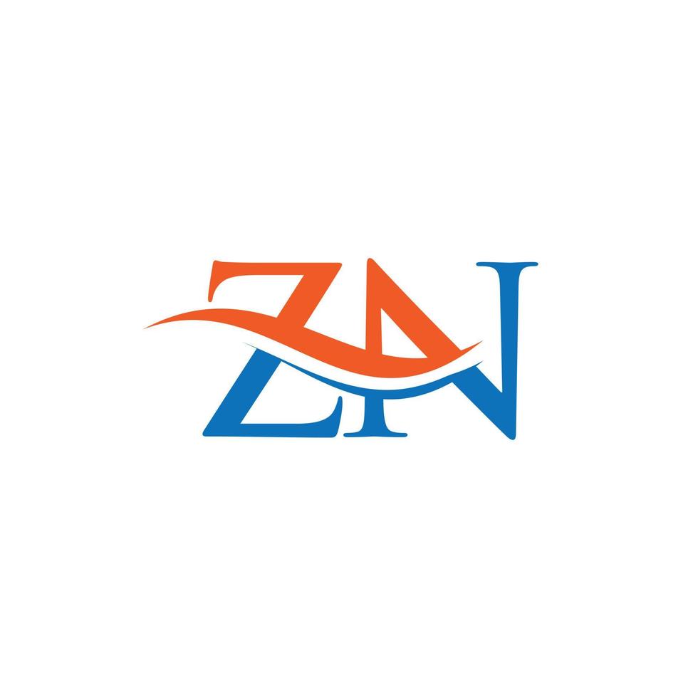 vecteur de conception de logo zn. création de logo swoosh lettre zn