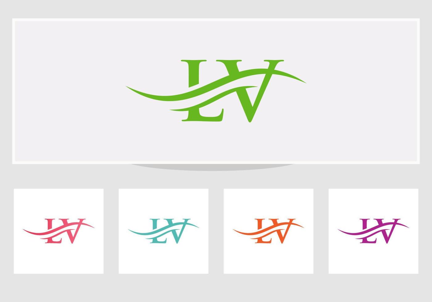 création initiale du logo lv de la lettre liée. vecteur de conception de logo lettre lv moderne avec tendance moderne