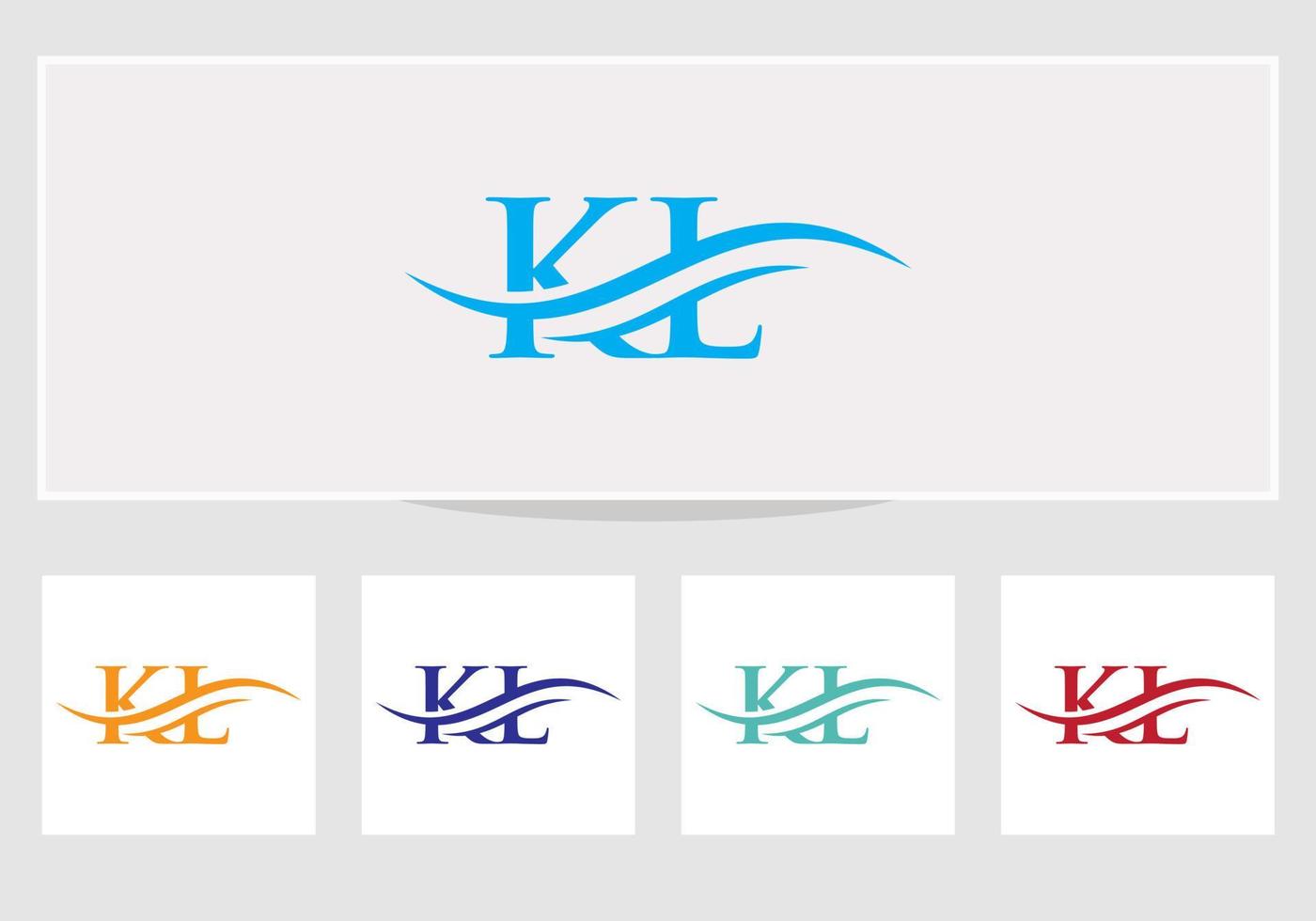 modèle vectoriel de logo lié à la lettre kl initiale. création de logo swoosh lettre kl. vecteur de conception de logo kl