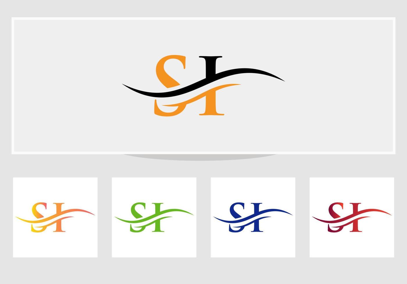 création initiale du logo si de la lettre liée. vecteur de conception de logo lettre si moderne avec tendance moderne