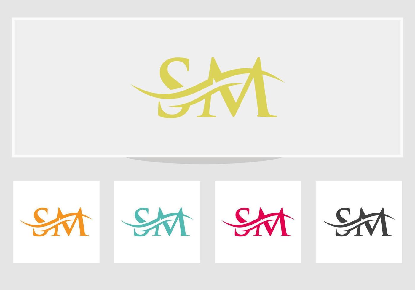 vecteur de conception de logo sm. création de logo swoosh lettre sm. modèle vectoriel de logo lié à la lettre sm initiale