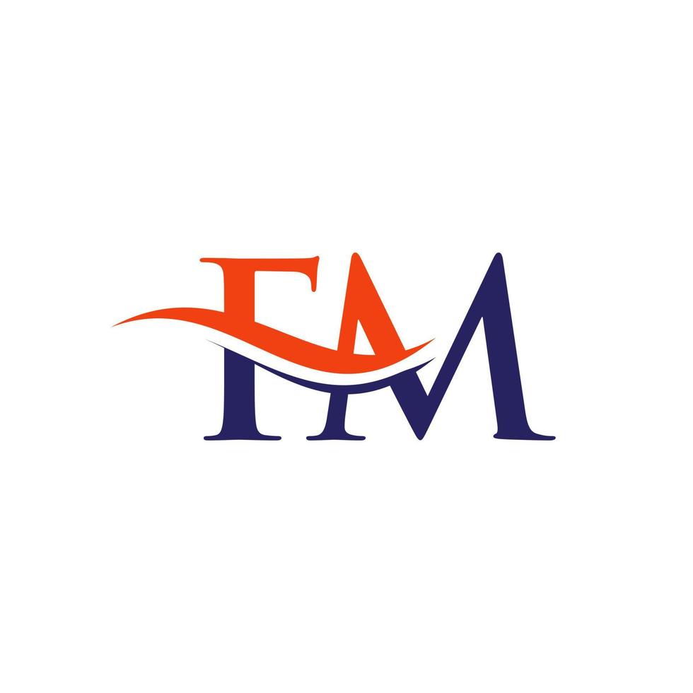 modèle vectoriel de logo lié à la lettre fm initiale. création de logo fm lettre swoosh. vecteur de conception de logo fm