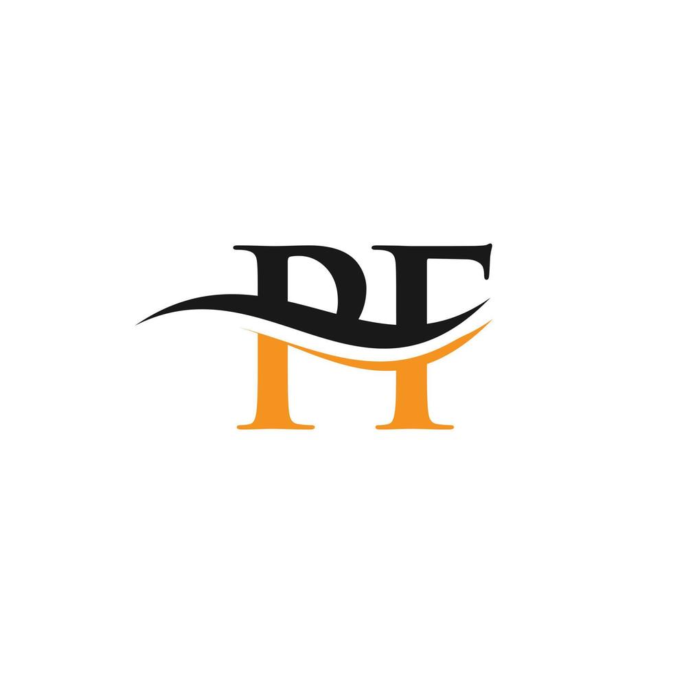 création de logo swoosh letter pf pour l'identité de l'entreprise et de l'entreprise. logo pf vague d'eau avec tendance moderne vecteur