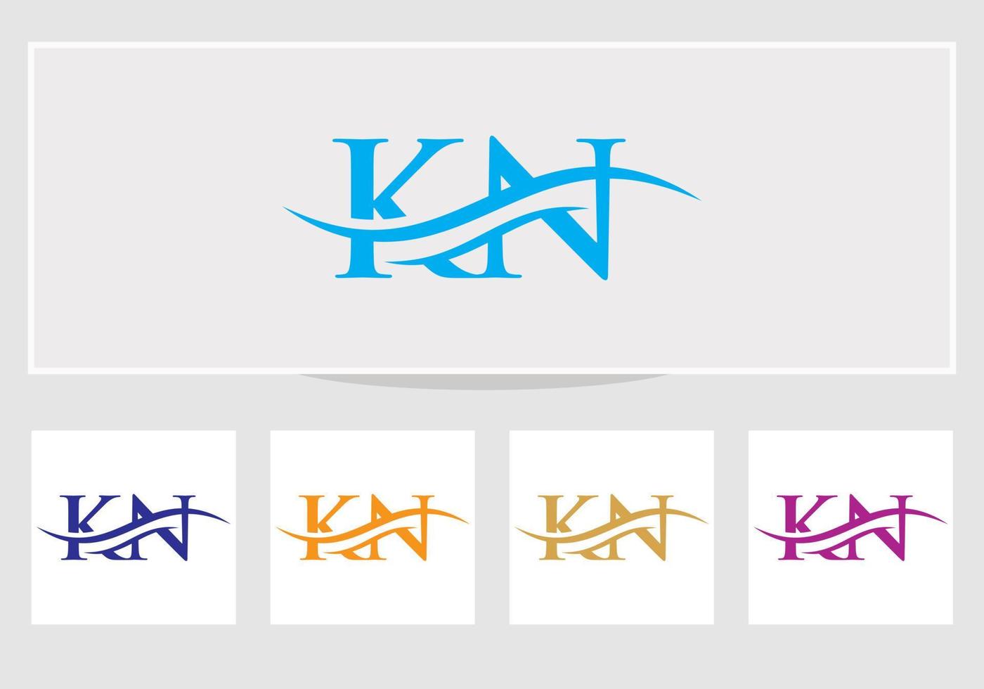 création de logo kn. création de logo premium lettre kn avec concept de vague d'eau vecteur