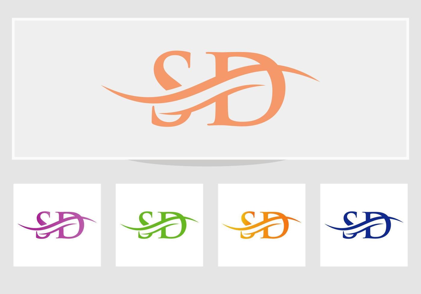 création de logo swoosh lettre sd pour l'identité de l'entreprise et de l'entreprise. logo sd vague d'eau avec tendance moderne vecteur