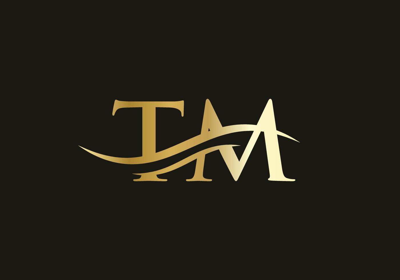 vecteur de conception de logo tm. création de logo swoosh lettre tm. modèle vectoriel de logo lié à la lettre tm initiale