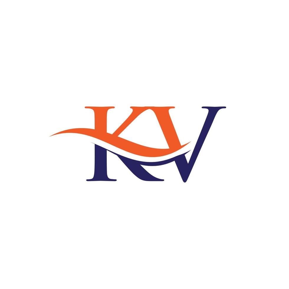 création de logo swoosh lettre kv pour l'identité de l'entreprise et de l'entreprise. logo kv vague d'eau à la mode moderne vecteur