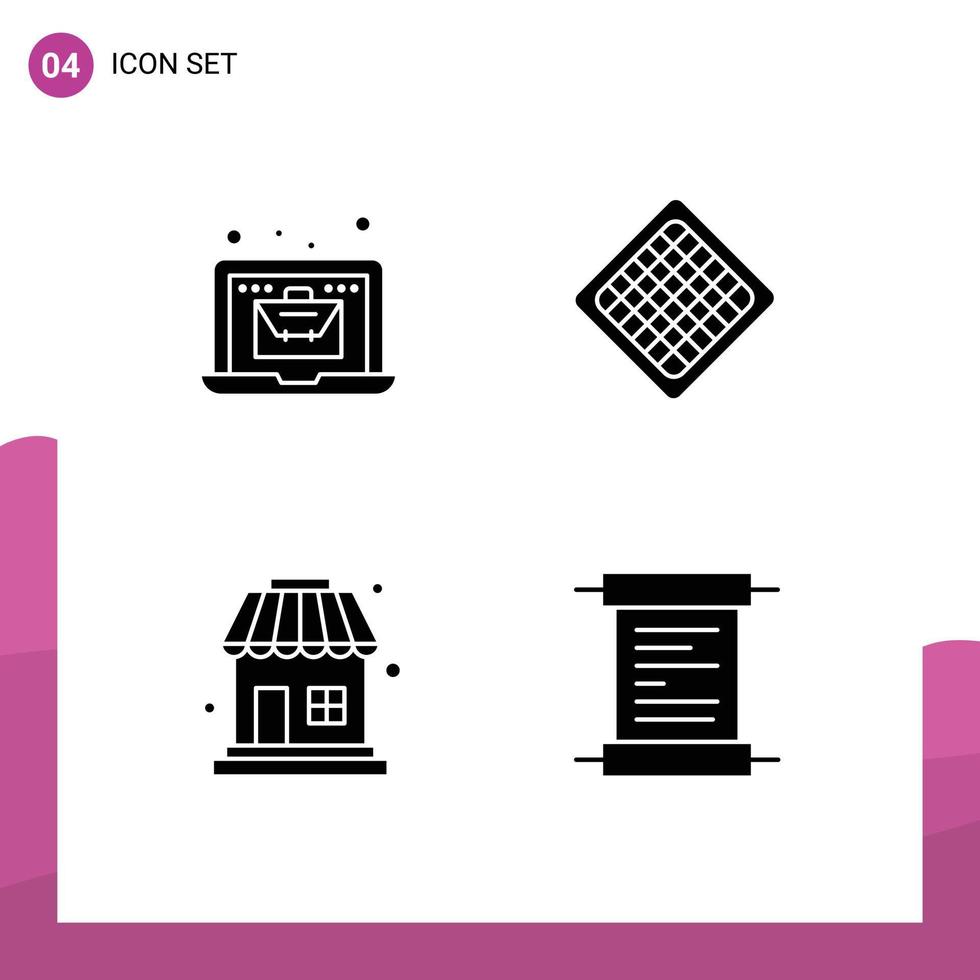 interface utilisateur pack de 4 glyphes solides de base d'éléments de conception vectoriels modifiables en papier doux d'économie d'achat en ligne vecteur