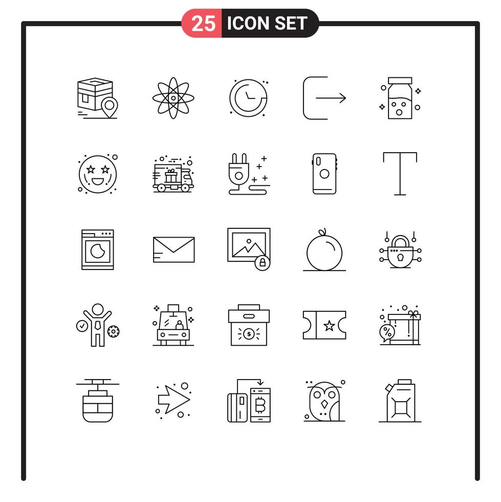 pack de lignes vectorielles modifiables de 25 lignes simples de médicaments de santé boussole ui déconnexion éléments de conception vectoriels modifiables vecteur