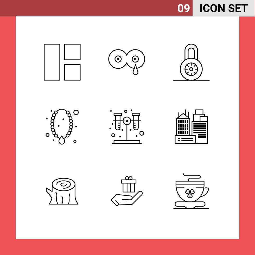 ensemble de 9 symboles d'icônes d'interface utilisateur modernes signes pour test pendentif serrure ornement médaillon éléments de conception vectoriels modifiables vecteur