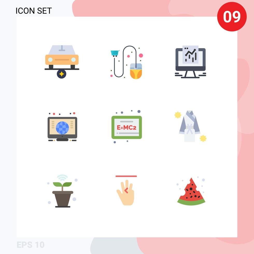 ensemble moderne de 9 pictogrammes de couleurs plates de l'éducation apprentissage expédition éléments de conception vectoriels modifiables sur le web mondial vecteur