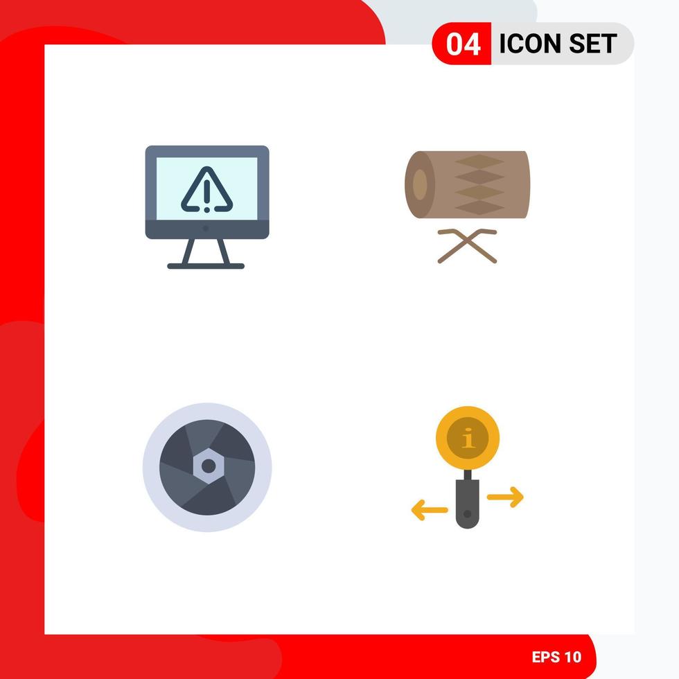ensemble de pictogrammes de 4 icônes plates simples d'éléments de conception vectoriels modifiables de film d'instrument internet st ordinateur vecteur
