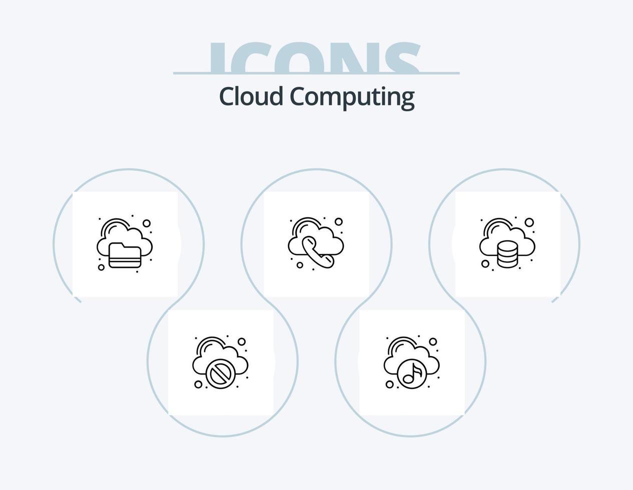 pack d'icônes de ligne de cloud computing 5 conception d'icônes. télécharger. épingler. nuage. carte. nuage vecteur