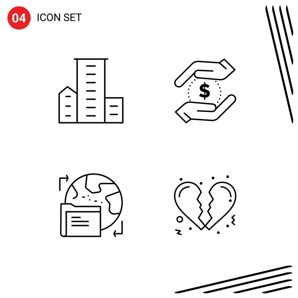 4 icônes créatives signes et symboles modernes du district gdpr logement dollar dossier éléments de conception vectoriels modifiables vecteur
