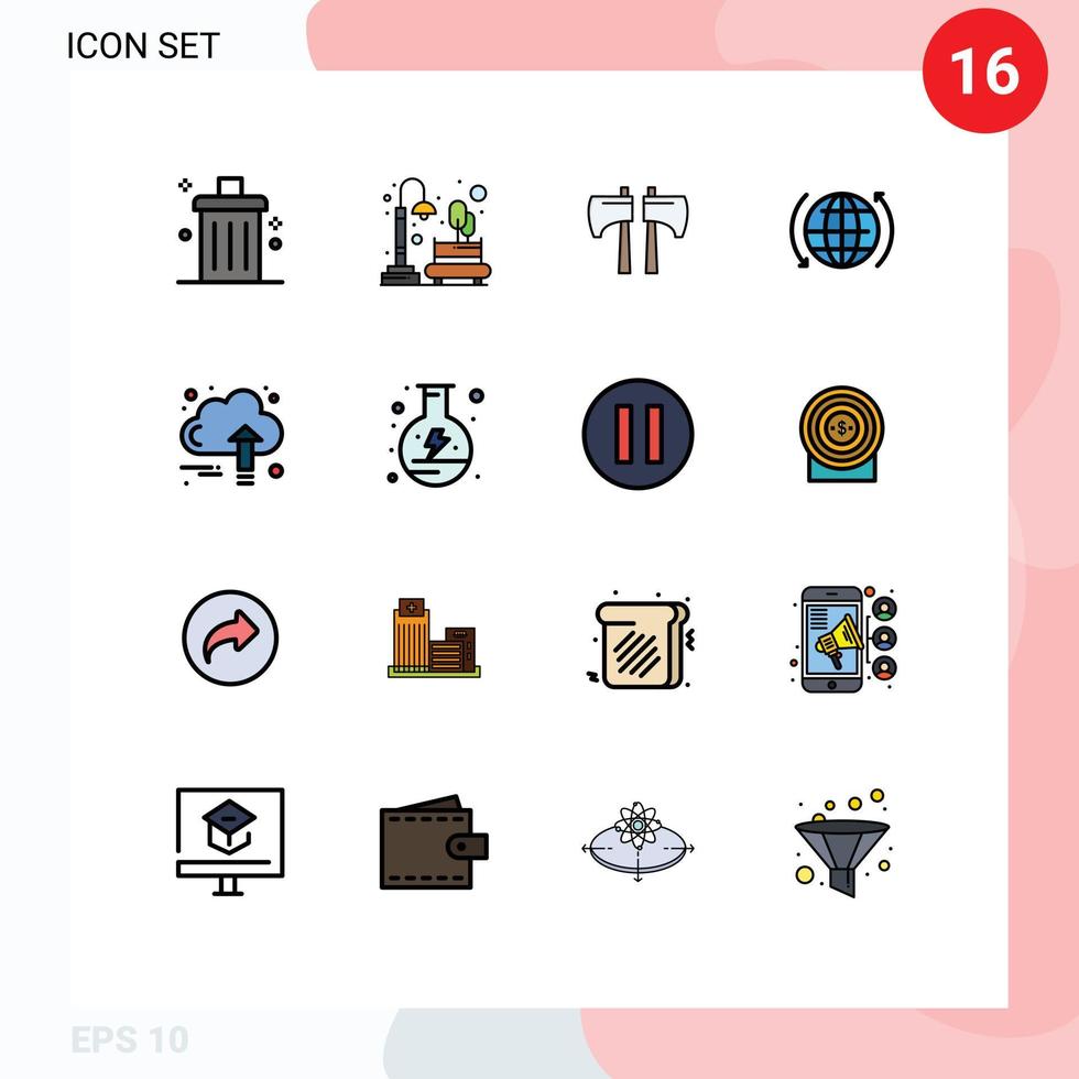 16 icônes créatives signes et symboles modernes de flèche globe parc bûcheron mondial éléments de conception vectoriels créatifs modifiables vecteur