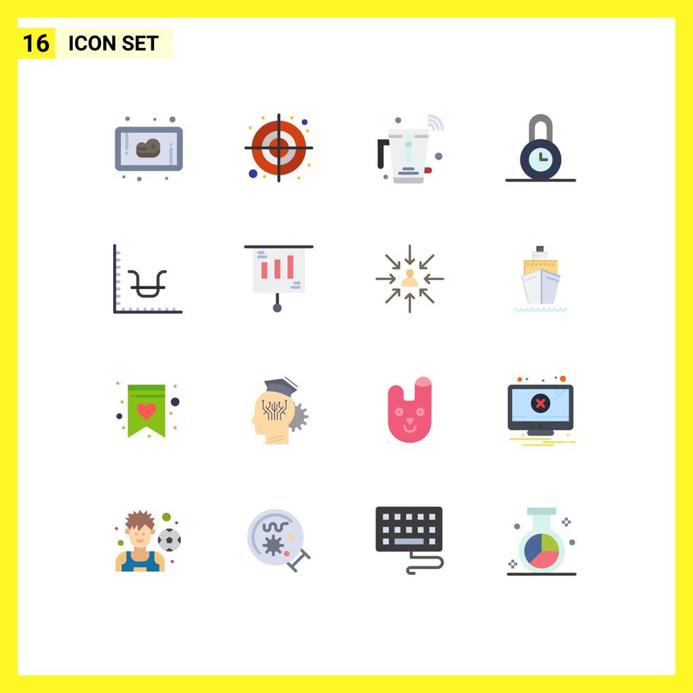 pictogramme ensemble de 16 couleurs plates simples de graphique business juice time lock modifiable pack d'éléments de conception de vecteur créatif