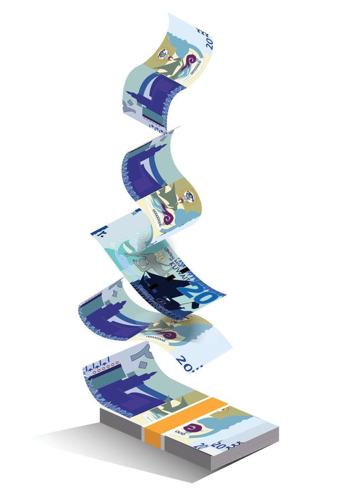 illustration vectorielle des notes de dinar koweïtien volant. eps évolutif et modifiable vecteur