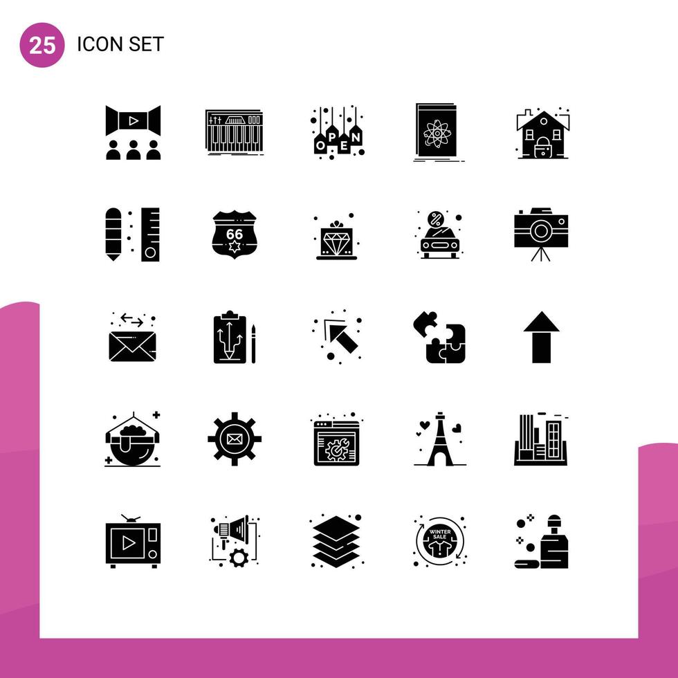 pack d'icônes vectorielles stock de 25 signes et symboles de ligne pour l'application de plate-forme son api tag éléments de conception vectoriels modifiables vecteur