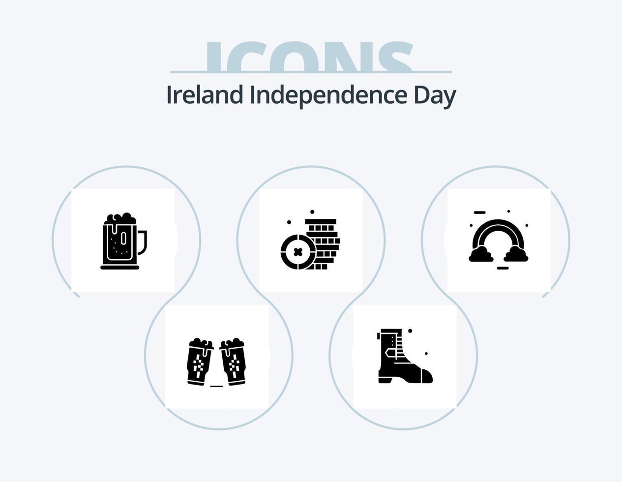 pack d'icônes de glyphe du jour de l'indépendance de l'irlande 5 conception d'icônes. nuage. de l'argent. fête de l'alcool. Irlande. pot vecteur