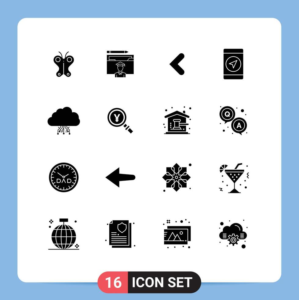 ensemble de 16 symboles d'icônes d'interface utilisateur modernes signes pour le calcul de l'emplacement de l'érudit gps éléments de conception vectoriels modifiables à gauche vecteur