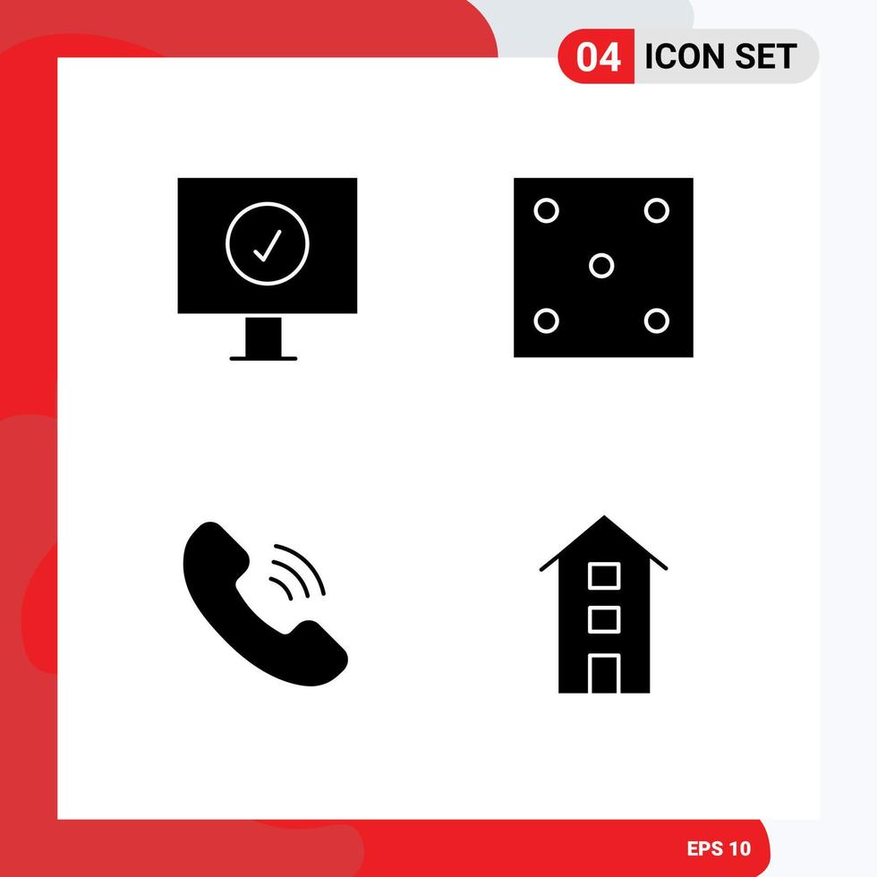ensemble moderne de 4 glyphes et symboles solides tels que des éléments de conception vectoriels modifiables de maison de sport de dés de téléphone antivirus vecteur